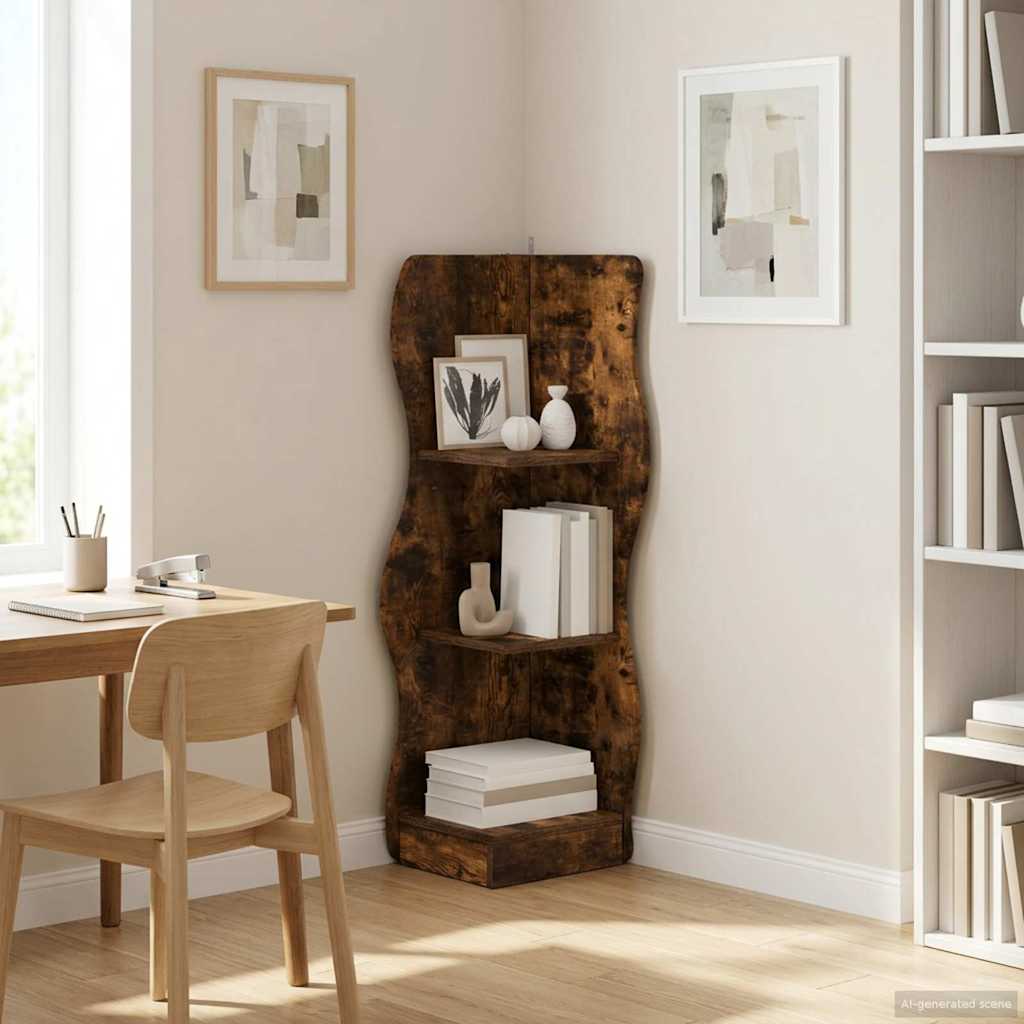 vidaXL Corner Shelf Smoked Oak 34 x 33 x 102 cm Engineered Wood 1