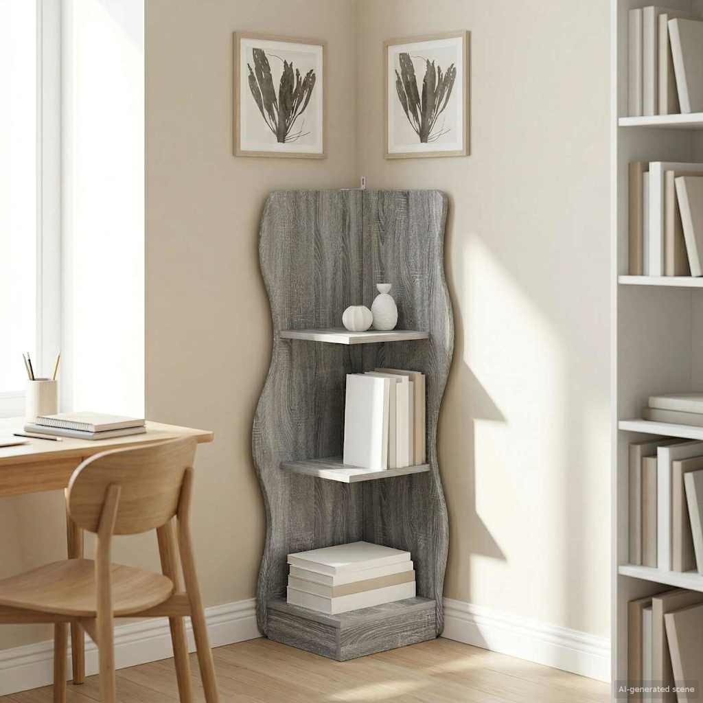 vidaXL Corner Shelf Grey Sonoma 34 x 33 x 102 cm Engineered Wood 1