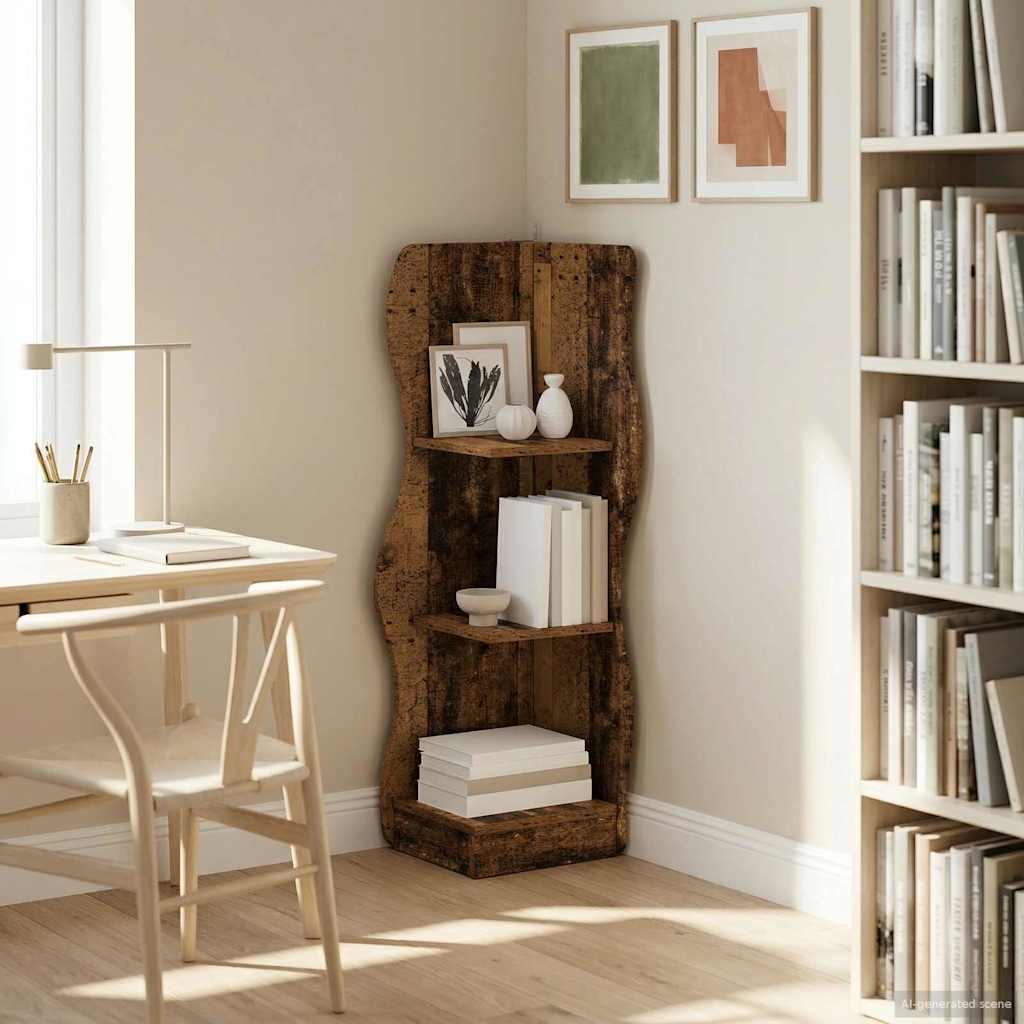 vidaXL Corner Shelf Old Wood 34 x 33 x 102 cm Engineered Wood 1