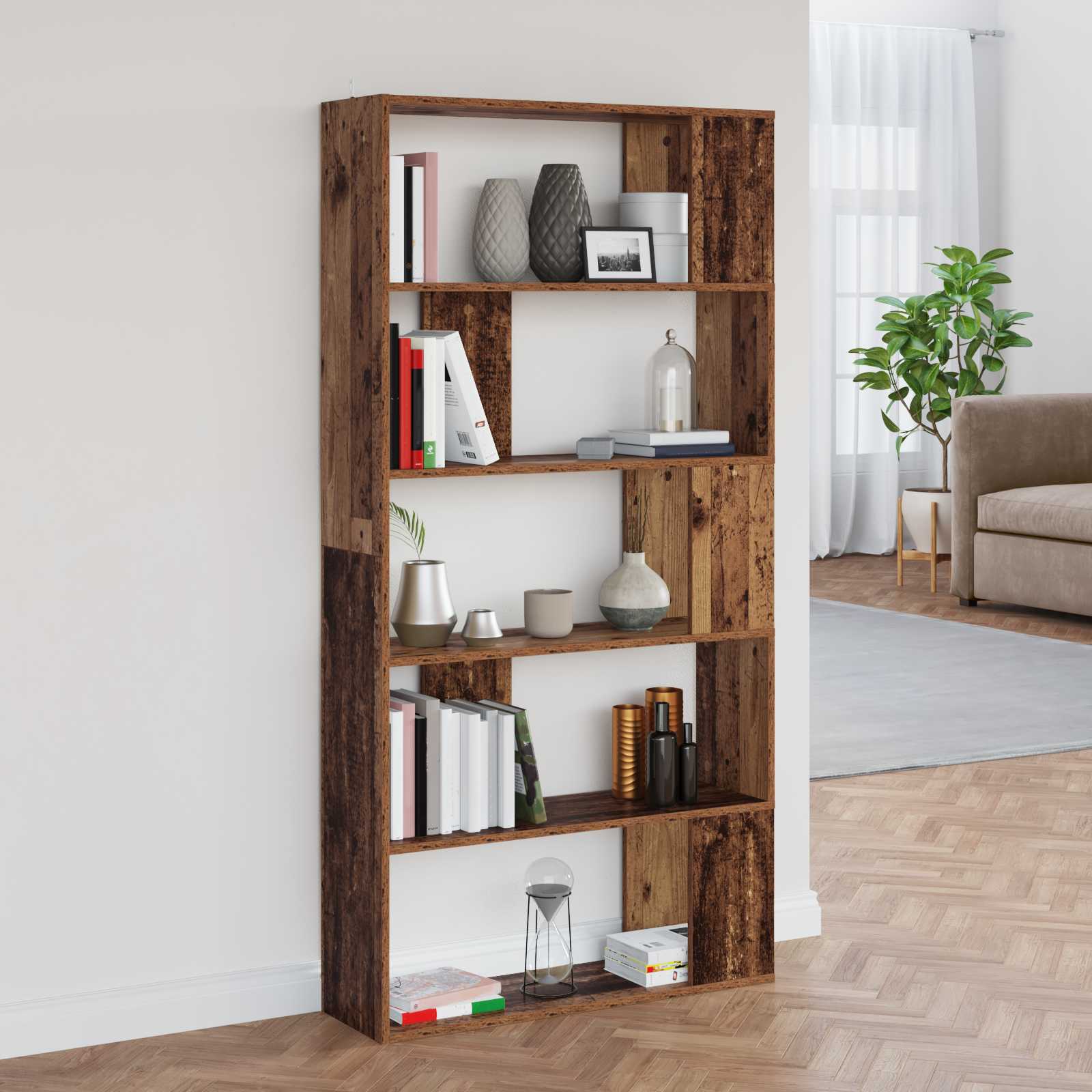 vidaXL Book Cabinet 80 x 24 x 159 cm Engineered Wood Old Wood 1