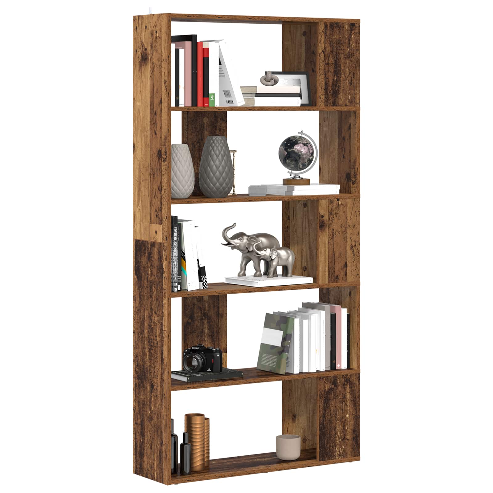 vidaXL Book Cabinet 80 x 24 x 159 cm Engineered Wood Old Wood 3
