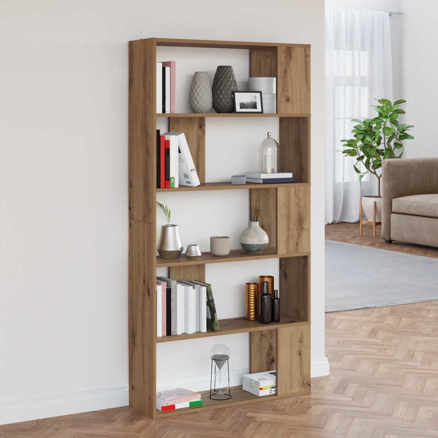 vidaXL Book Cabinet 80 x 24 x 159 cm Engineered Wood Artisan Oak 1