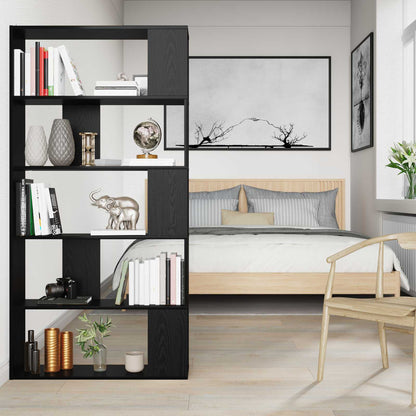 vidaXL Book Cabinet 80 x 24 x 159 cm Engineered Wood Black Oak 4