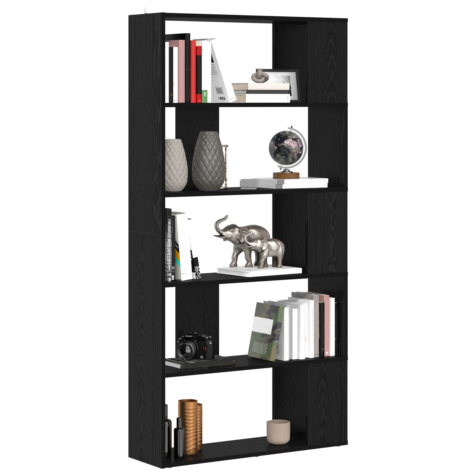 vidaXL Book Cabinet 80 x 24 x 159 cm Engineered Wood Black Oak 3