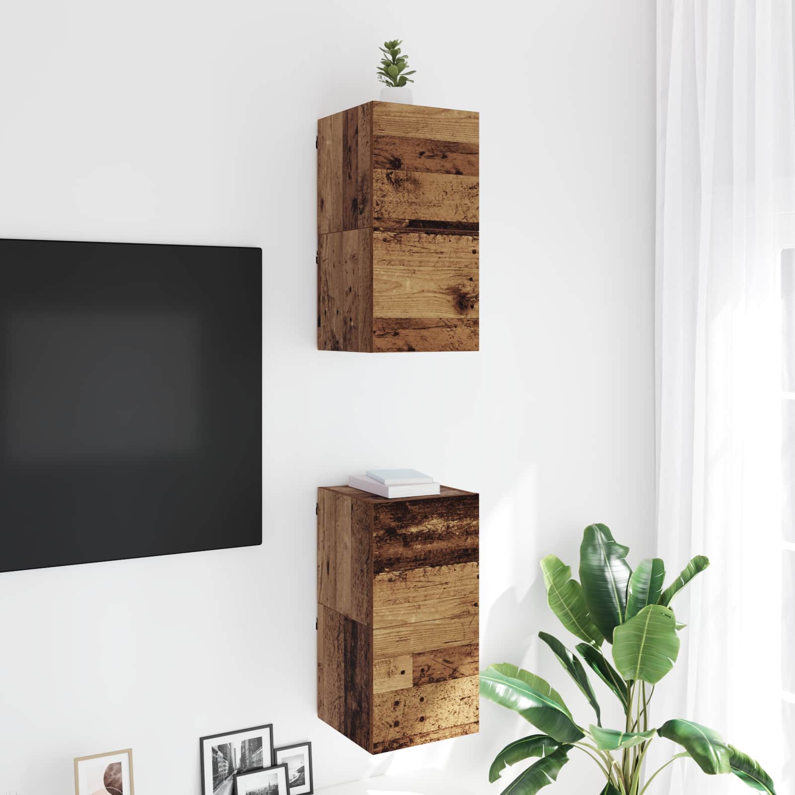vidaXL Wall Mounted TV Cabinet Old Wood Engineered Wood 1