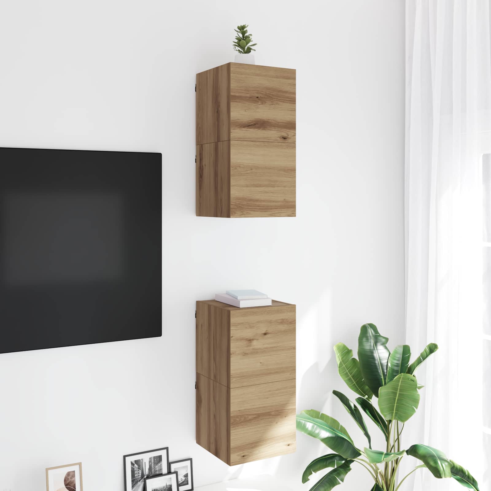 vidaXL Wall Mounted TV Cabinet Artisan Oak Engineered Wood 1