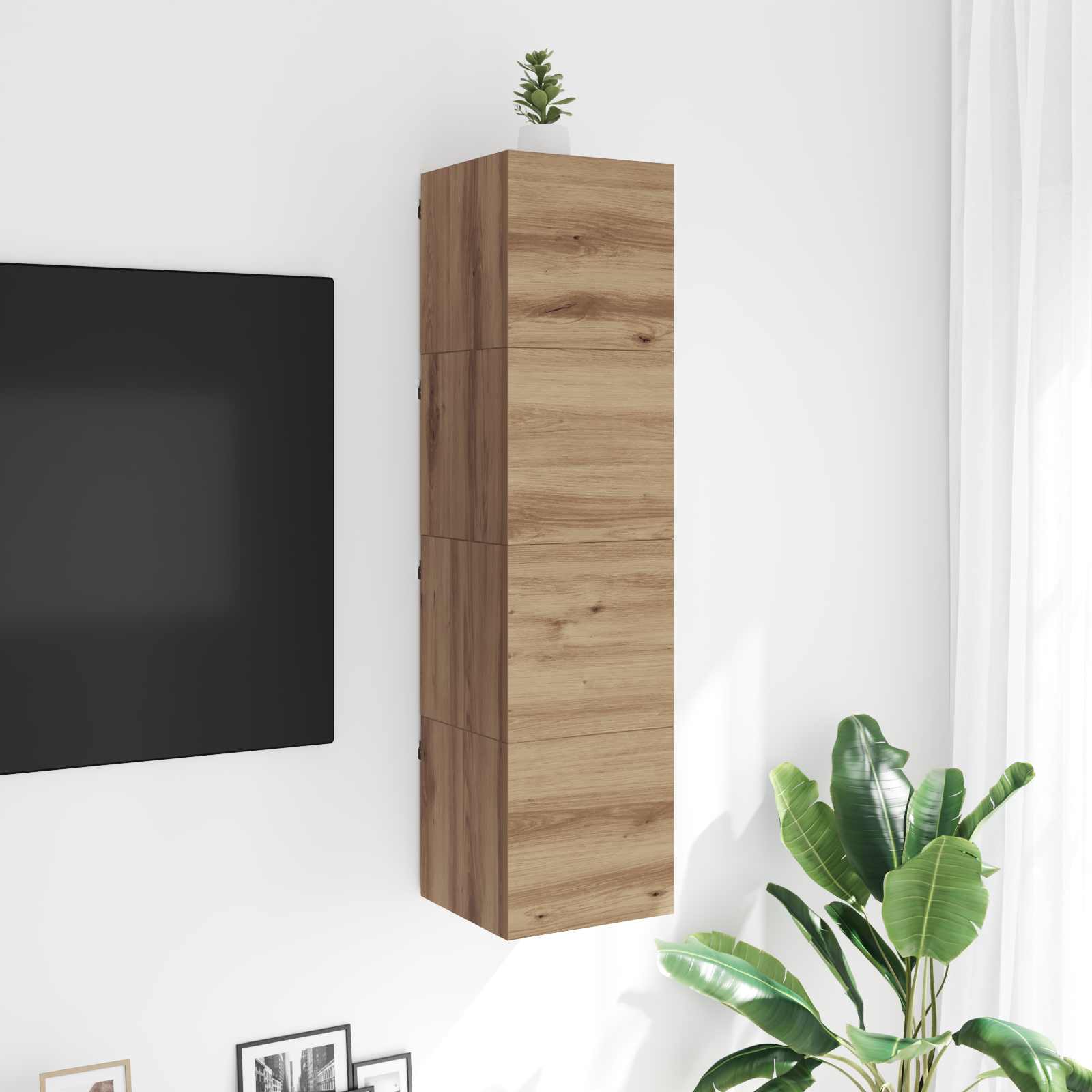 vidaXL Wall Mounted TV Cabinet Artisan Oak Engineered Wood 4