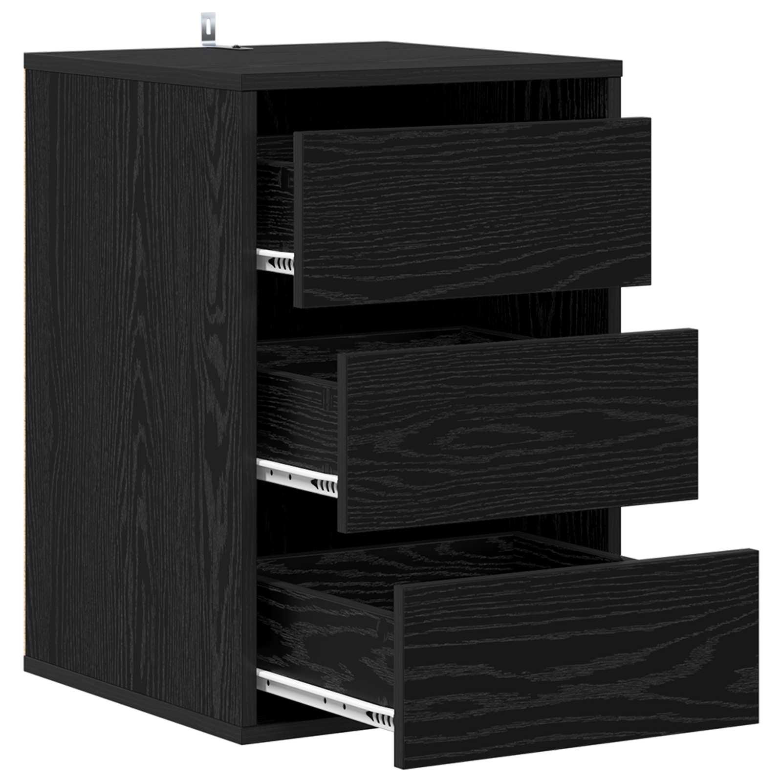 vidaXL Drawer Cabinet 3-Drawer Black Oak 41 x 40 x 58 cm 4