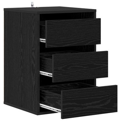vidaXL Drawer Cabinet 3-Drawer Black Oak 41 x 40 x 58 cm 4