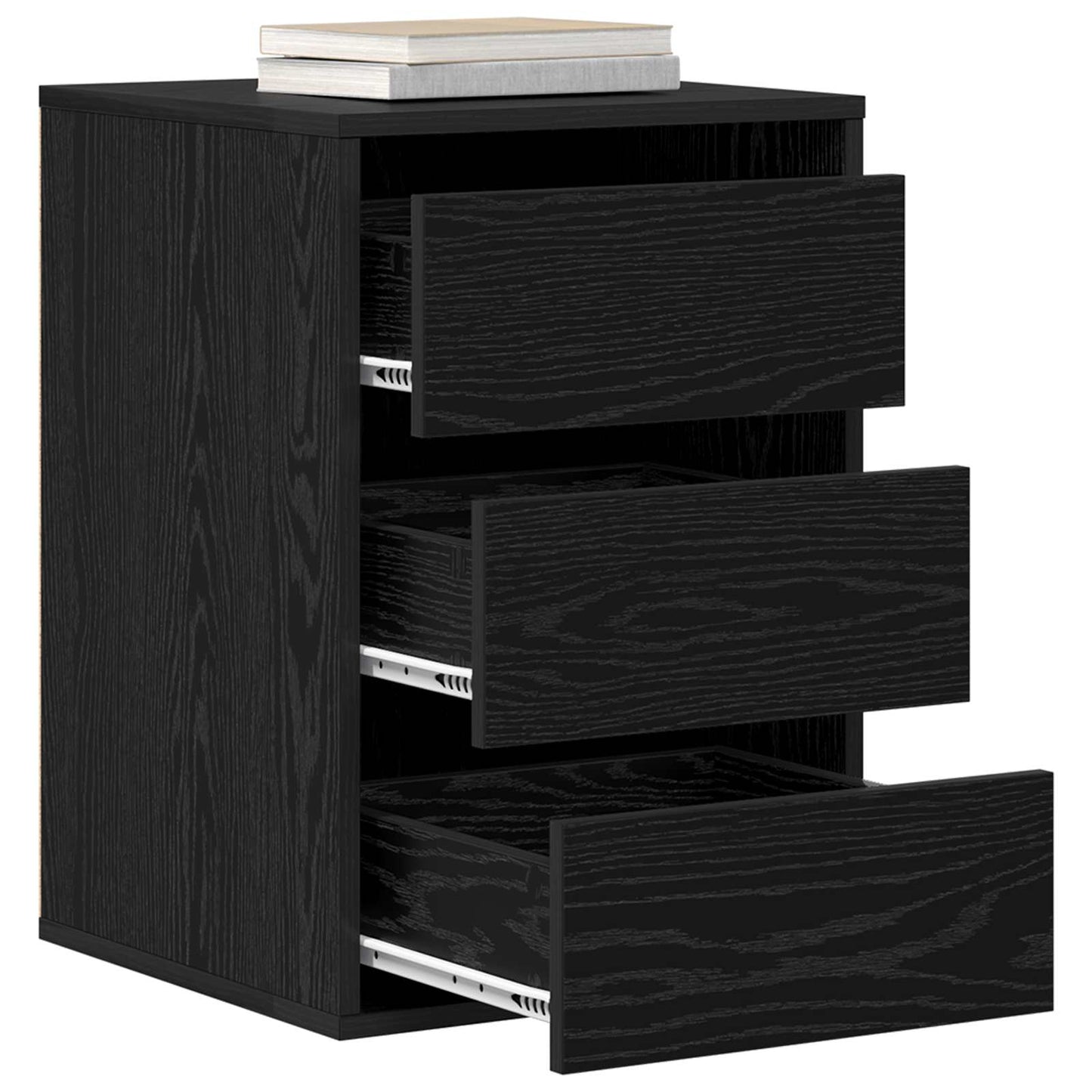 vidaXL Drawer Cabinet 3-Drawer Black Oak 41 x 40 x 58 cm 3