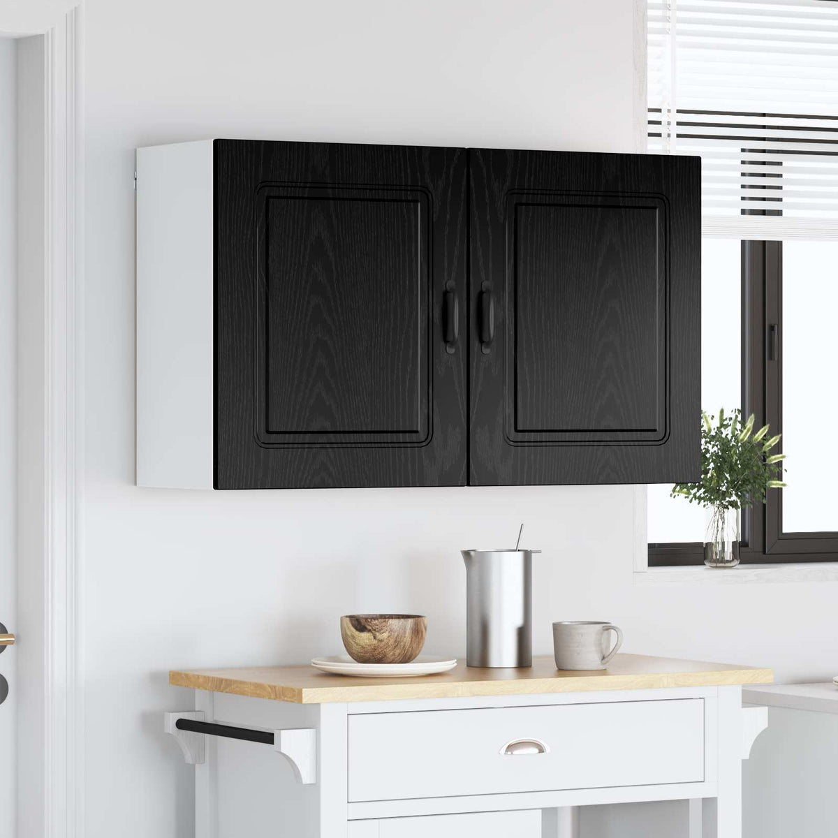 Dishwasher Panel KALMAR 80 x 31 x 60 cm Black Oak 2x wall cabinet (1 door) 50 cm wide 60 cm high