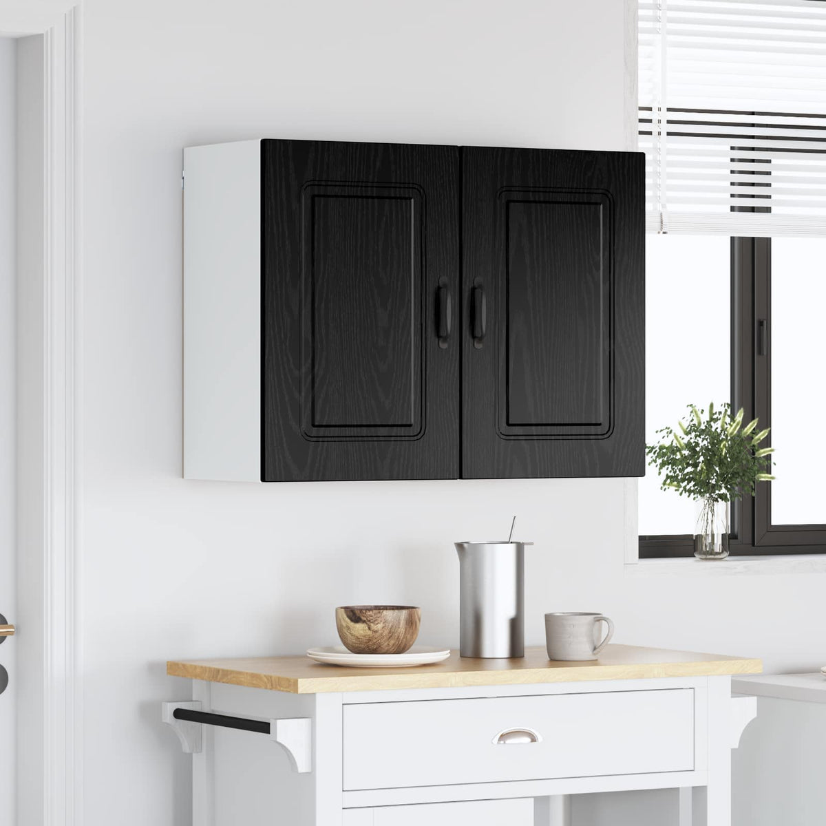 Dishwasher Panel KALMAR 80 x 31 x 60 cm Black Oak 1x wall cabinet (2 doors) 80 cm wide 60 cm high