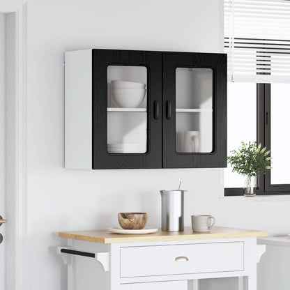 Dishwasher Panel KALMAR 80 x 31 x 60 cm Black Oak 1x wall glass cabinet (2 doors) 80 cm wide 60 cm high