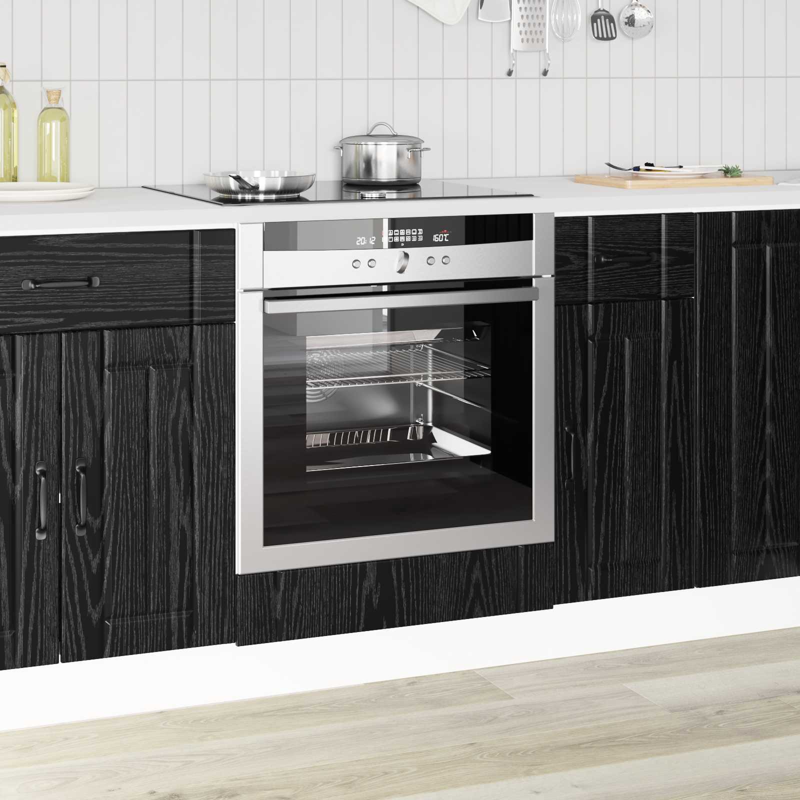 vidaXL Oven Cabinet LUCCA Black Oak 60 x 46 x 81.5 cm Engineered Wood 1