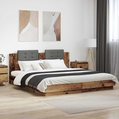 Bed Frame with LED without Mattress 180x200 cm Old wood