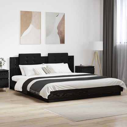 Bed Frame with LED without Mattress 180x200 cm Black oak