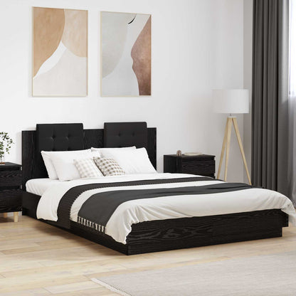 Bed Frame LED without Mattress Black oak