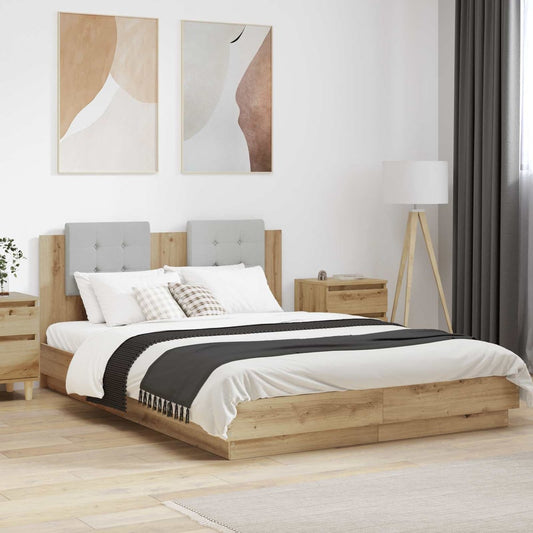 Bed Frame LED without Mattress Artisan oak