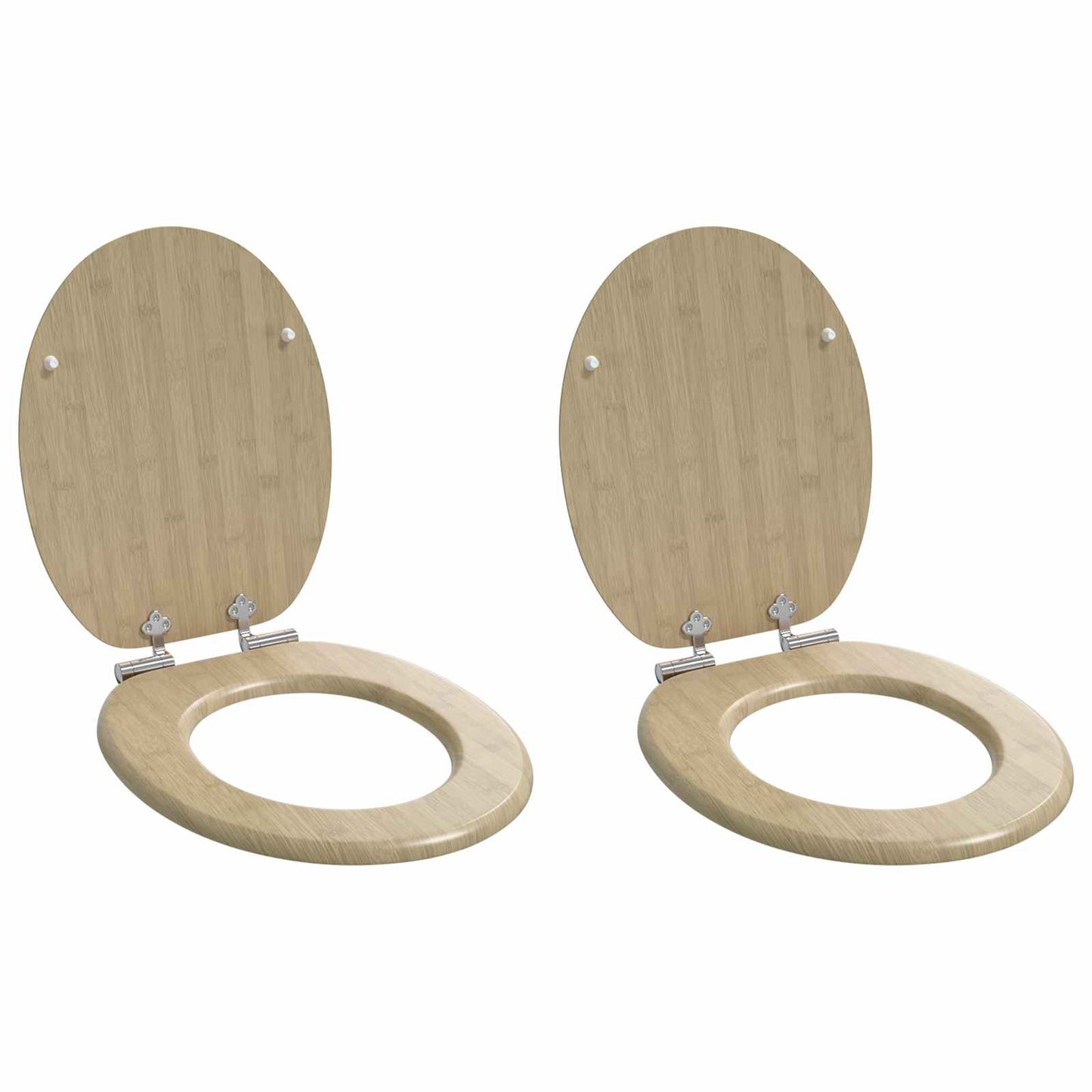 vidaXL Soft-Close Toilet Seat 2 pcs Light Bamboo Color 44 x 38 cm 1