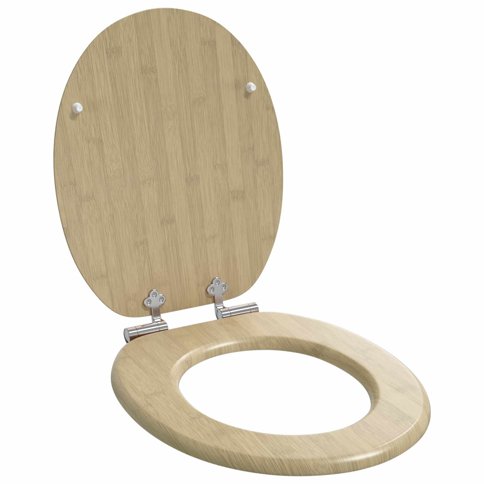 vidaXL Soft-Close Toilet Seat 2 pcs Light Bamboo Color 44 x 38 cm 3