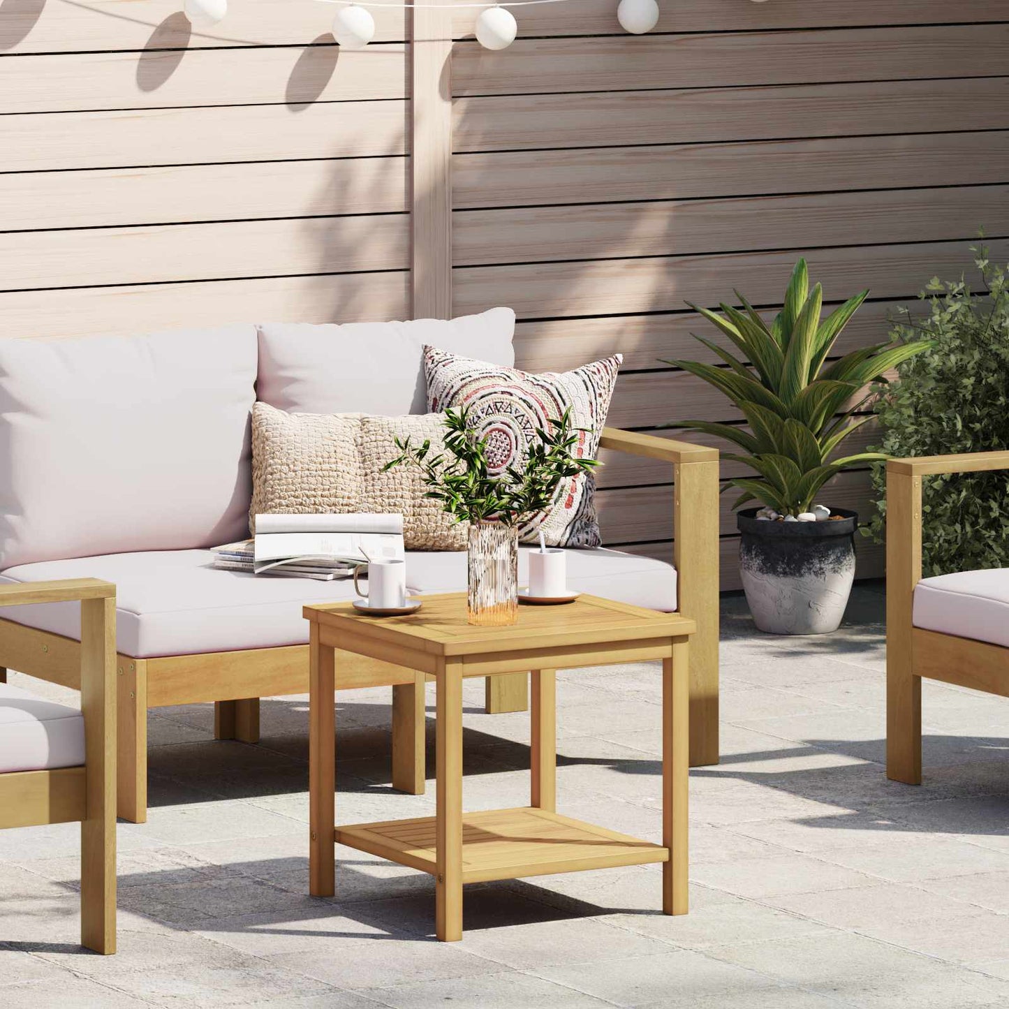 vidaXL Side Table Oil Natural 45 x 45 x 45 cm Solid Acacia Wood 1