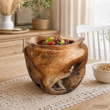 vidaXL Fruit Bowl JEPARA Teak Brown Ø 35 cm Solid Teak Wood 1