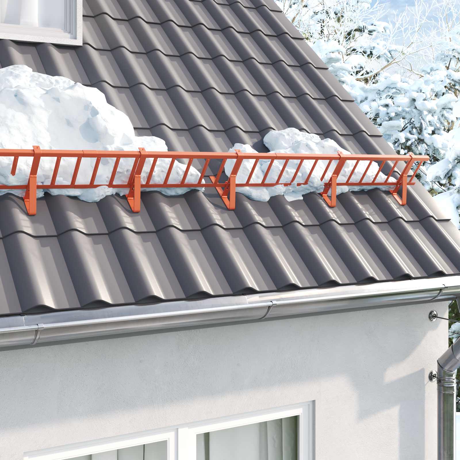 vidaXL Snow Guard Support 12 pcs Red 29.5 x 3 x 34.5 cm Steel 1