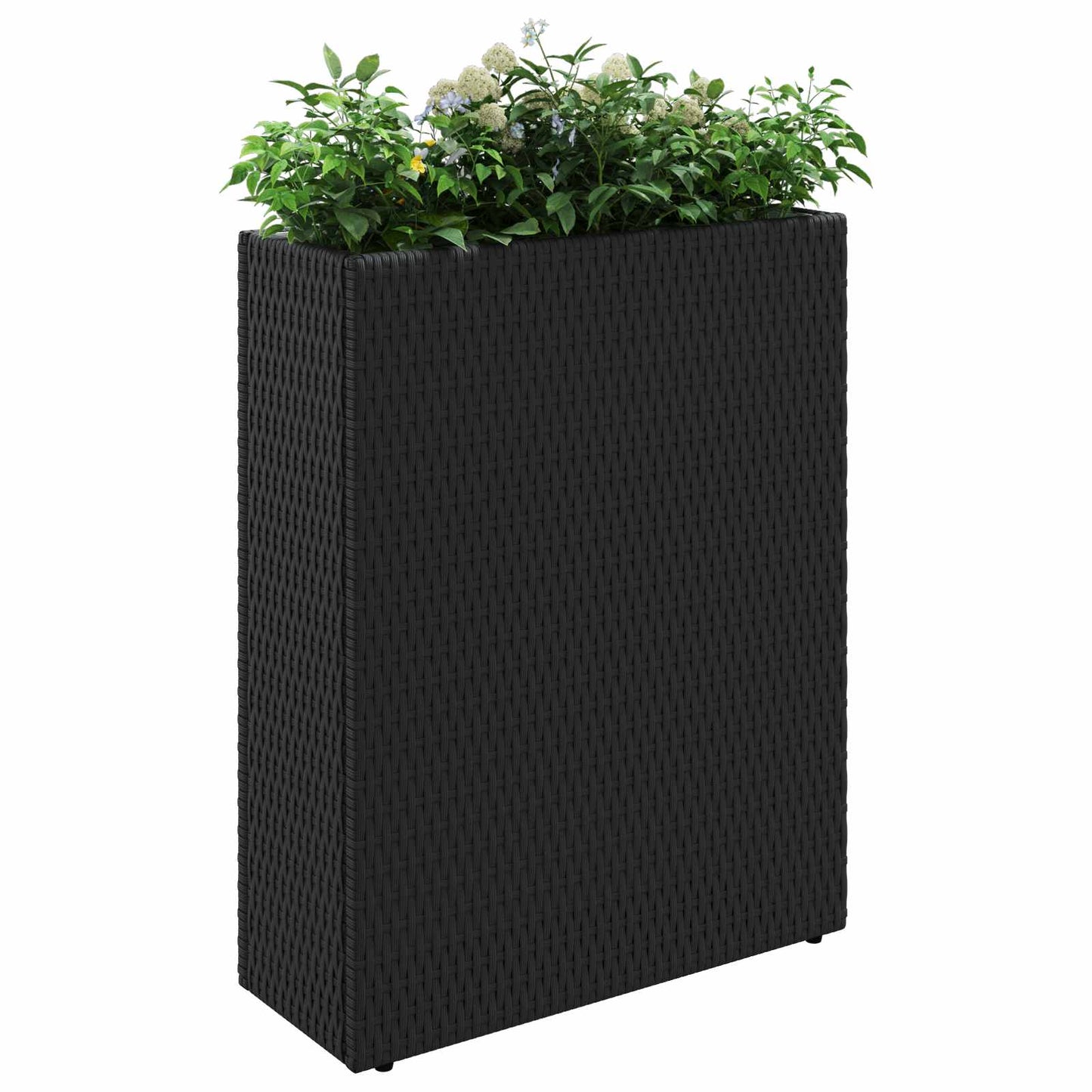 vidaXL Tall Planter Black 55 x 22 x 70 cm Poly Rattan 3