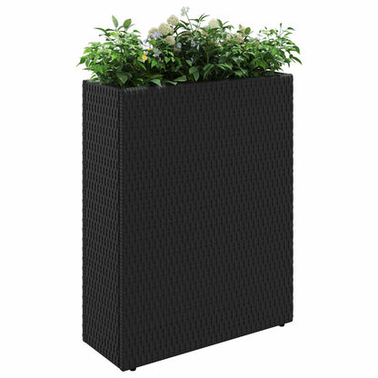 vidaXL Tall Planter Black 55 x 22 x 70 cm Poly Rattan 3