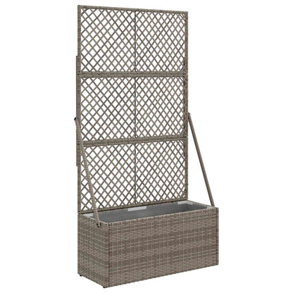 vidaXL Garden Planter with Trellis Grey 70 x 30 x 135 cm Poly Rattan 2