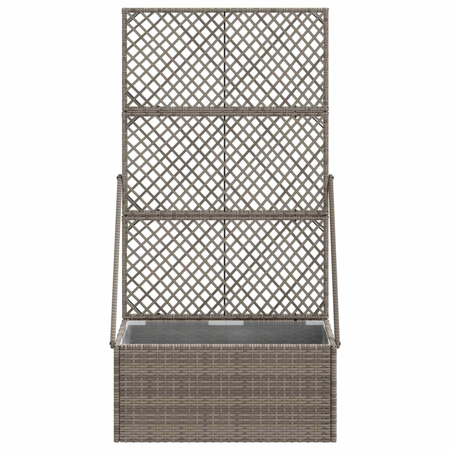 vidaXL Garden Planter with Trellis Grey 70 x 30 x 135 cm Poly Rattan 4