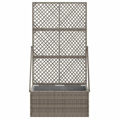 vidaXL Garden Planter with Trellis Grey 70 x 30 x 135 cm Poly Rattan 4