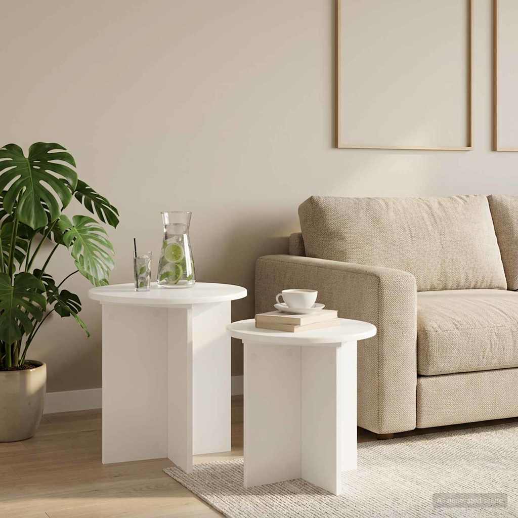 vidaXL Side Table Set 2 pcs Ø 45 x 45 cm Engineered Wood 1