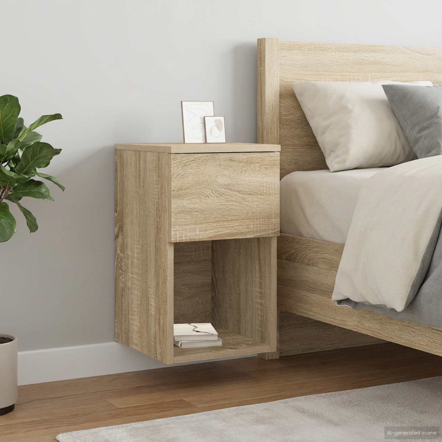 vidaXL Bed Cabinet 2 pcs Sonoma Oak 29 x 31.5 x 49 cm Engineered Wood 1
