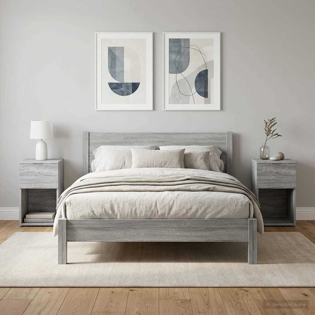 vidaXL Bed Cabinet 2 pcs Grey Sonoma 29 x 31.5 x 49 cm Engineered Wood 1