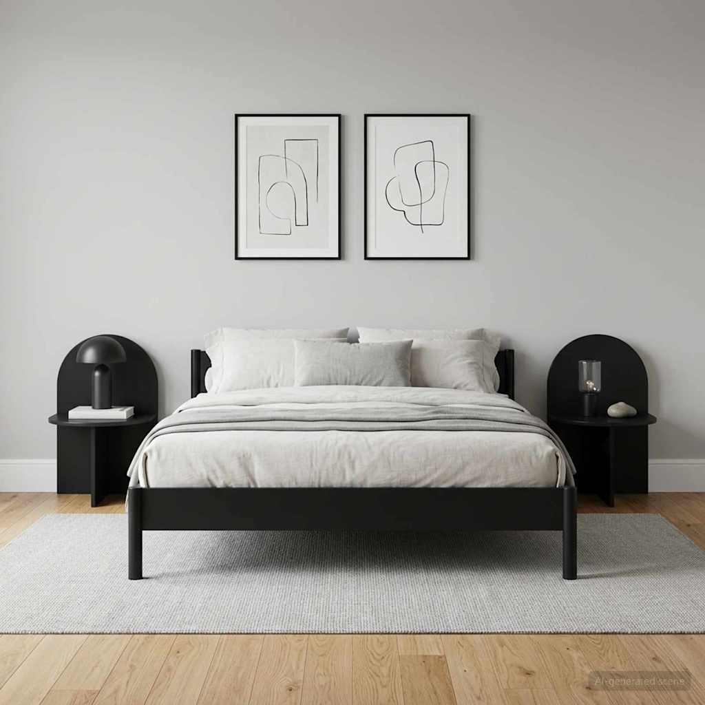 vidaXL Bedside Table 2 pcs Black Oak 48 x 49 x 65 cm Engineered Wood 4