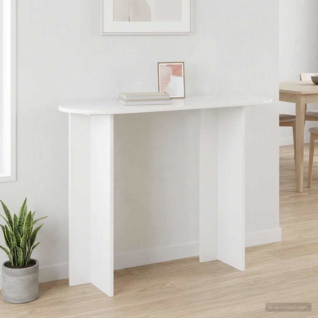vidaXL Console Table High Gloss White 100 x 39.5 x 75 cm 4