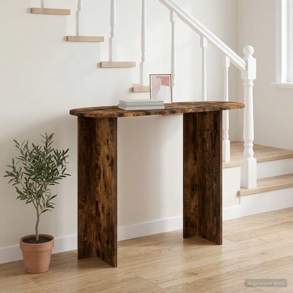 vidaXL Console Table Smoked Oak 100 x 39.5 x 75 cm Engineered Wood 4