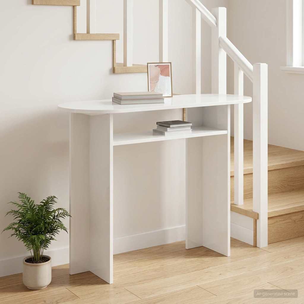 vidaXL Console Table White 100 x 39.5 x 75 cm Engineered Wood 4