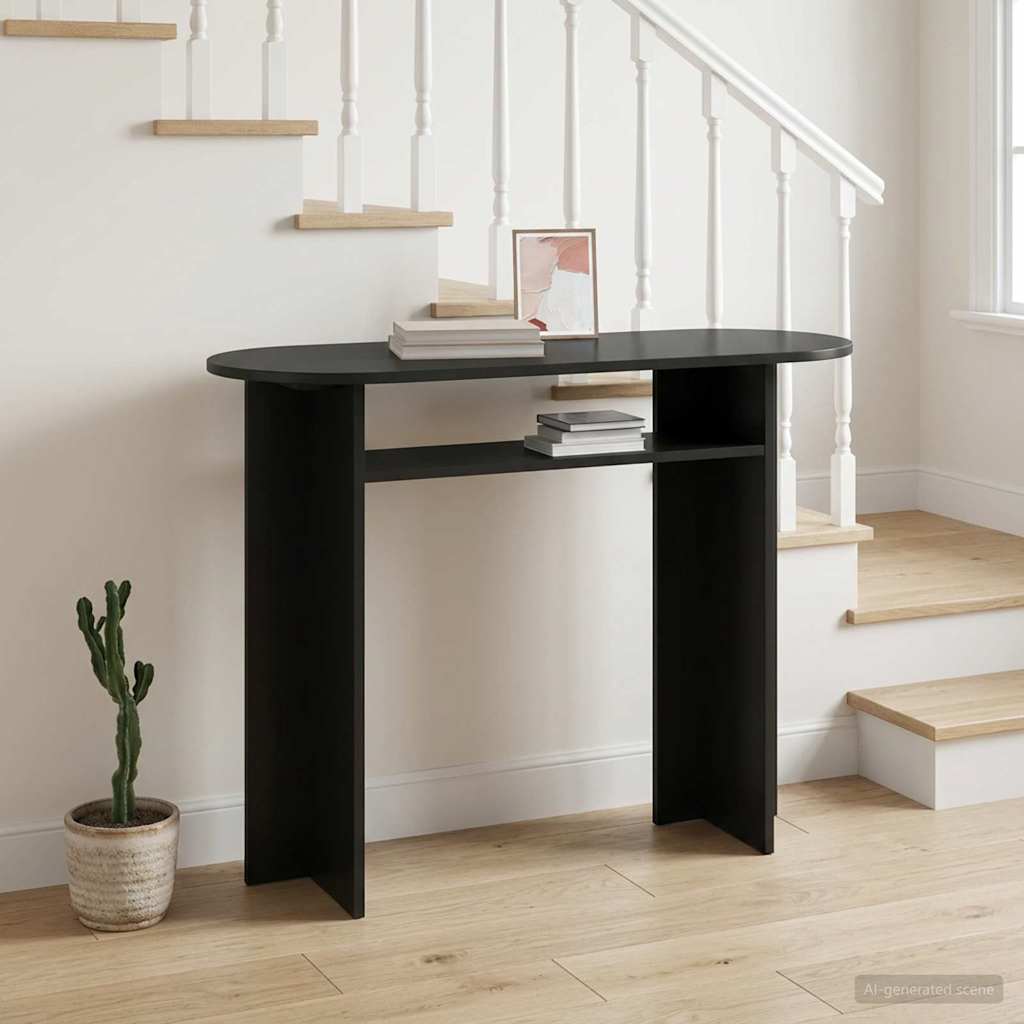 vidaXL Console Table Black Oak 100 x 39.5 x 75 cm Engineered Wood 4