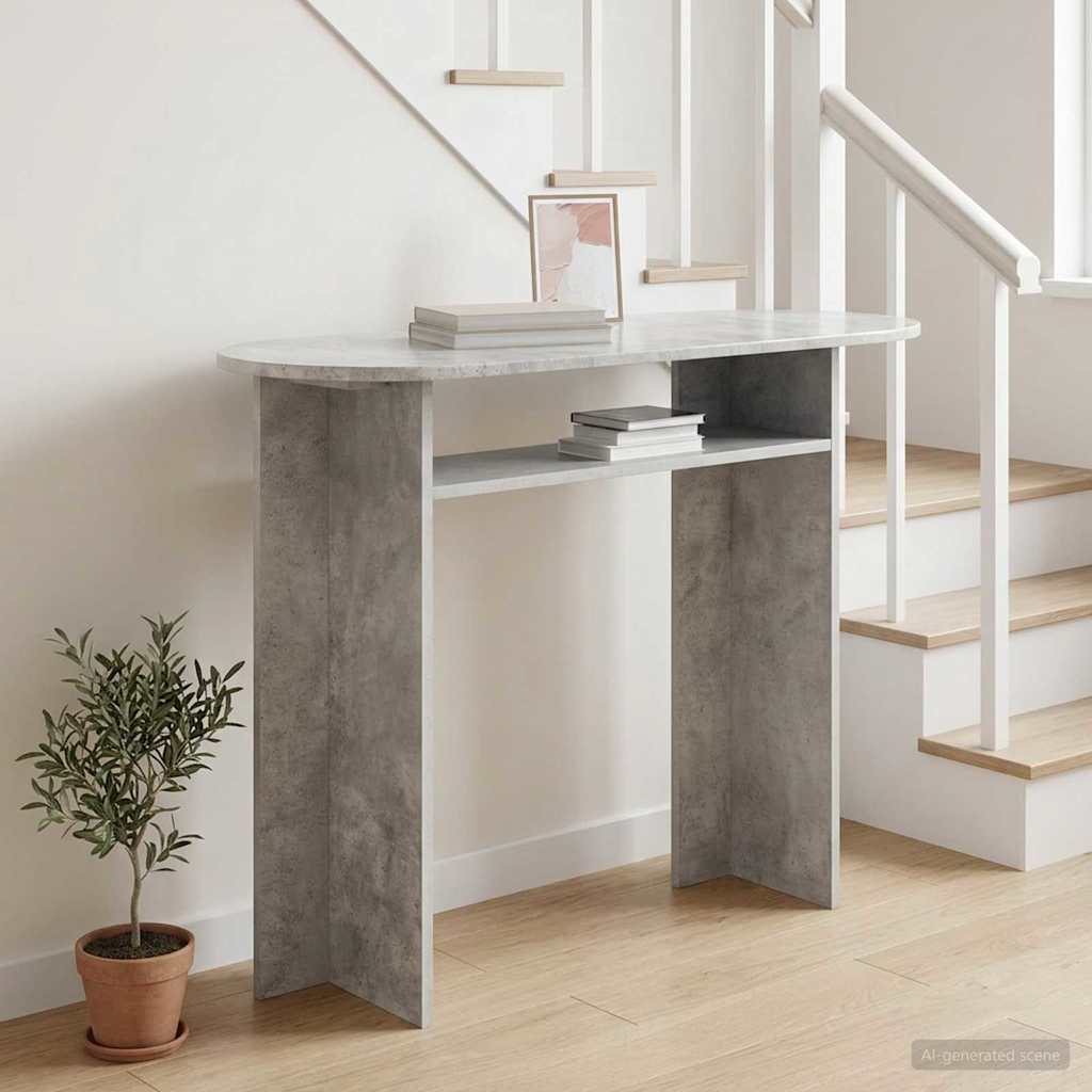 vidaXL Console Table Concrete Grey 100 x 39.5 x 75 cm Engineered Wood 4