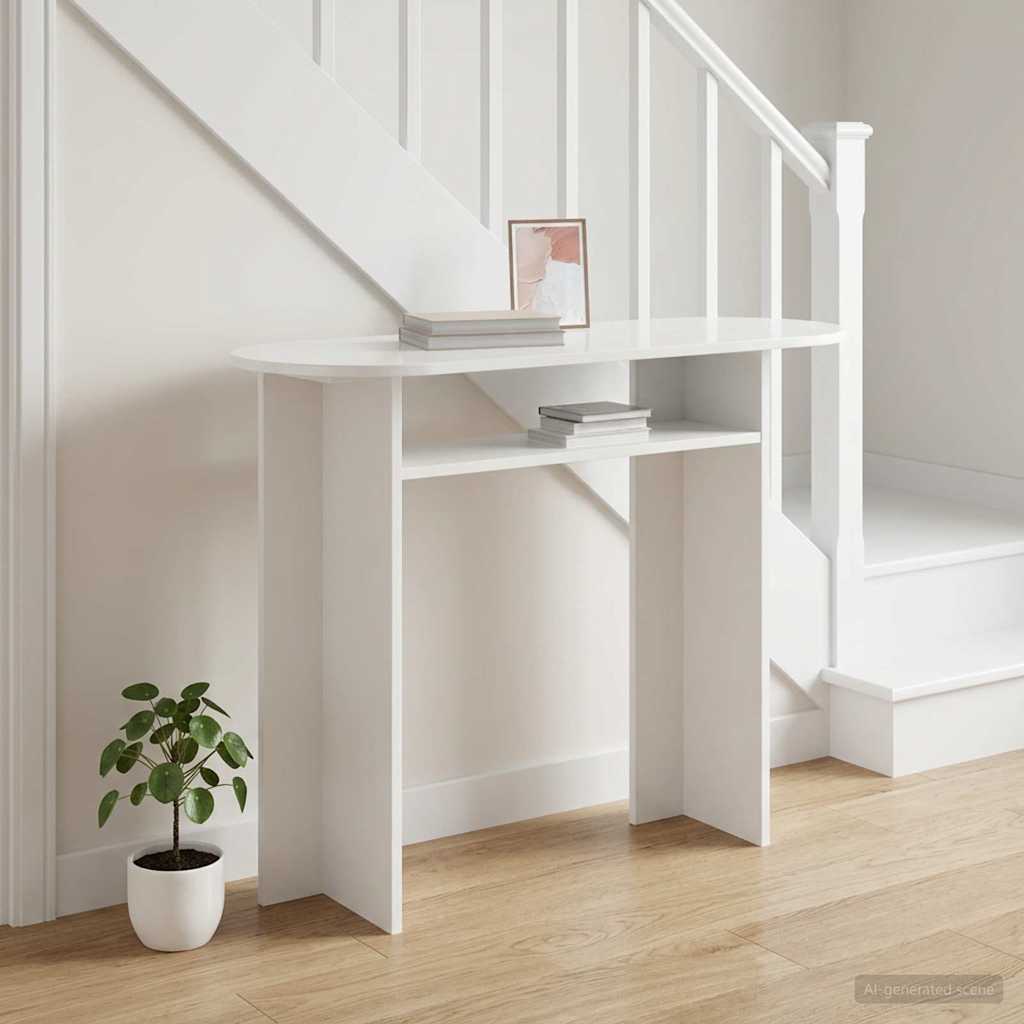 vidaXL Console Table High Gloss White 100 x 39.5 x 75 cm 4