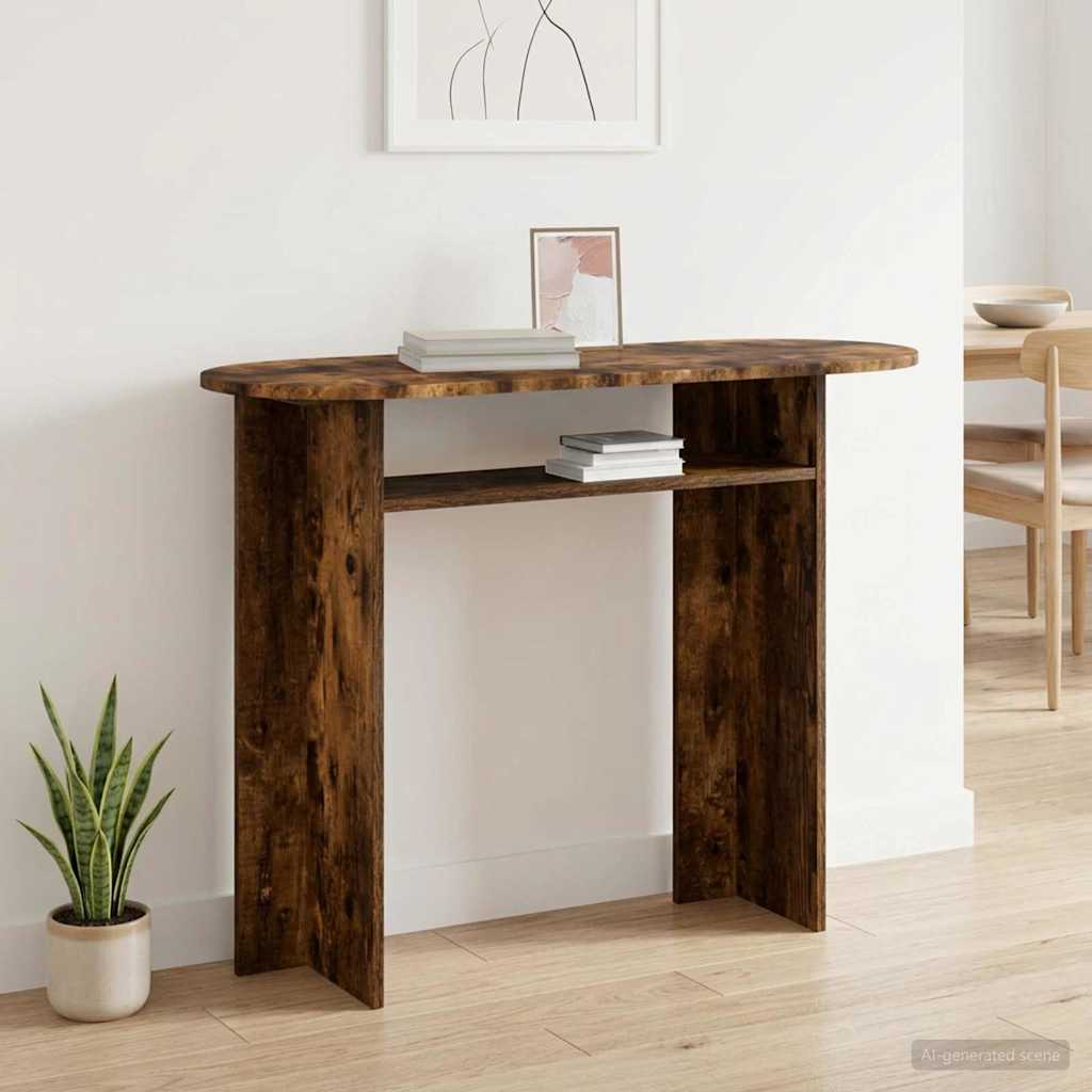 vidaXL Console Table Smoked Oak 100 x 39.5 x 75 cm Engineered Wood 4