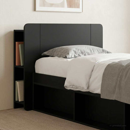 vidaXL Headboard Cabinet with Storage Black Engineered Wood 4