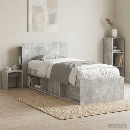 vidaXL Headboard Cabinet with Storage Concrete Grey Engineered Wood 1