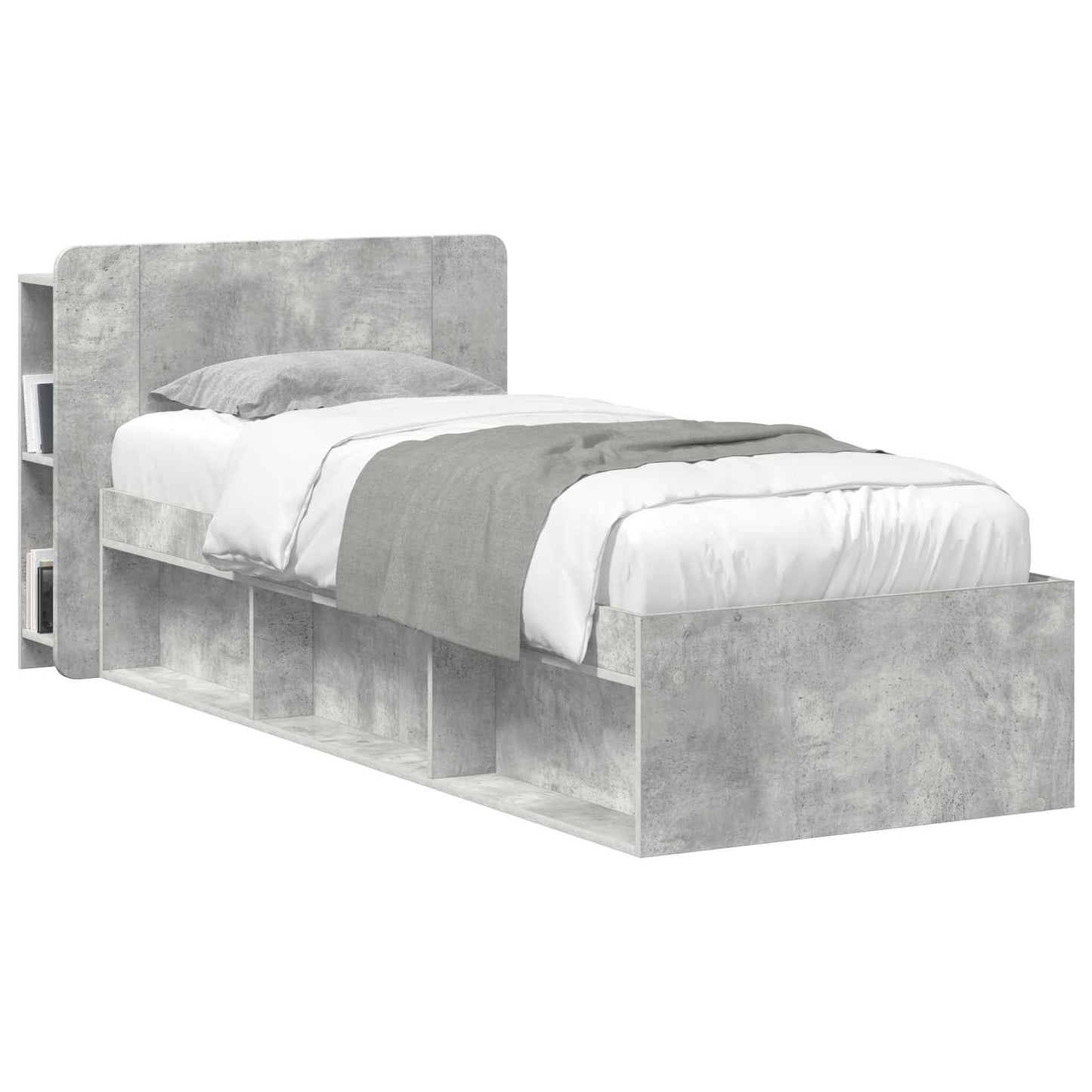 vidaXL Headboard Cabinet with Storage Concrete Grey Engineered Wood 3