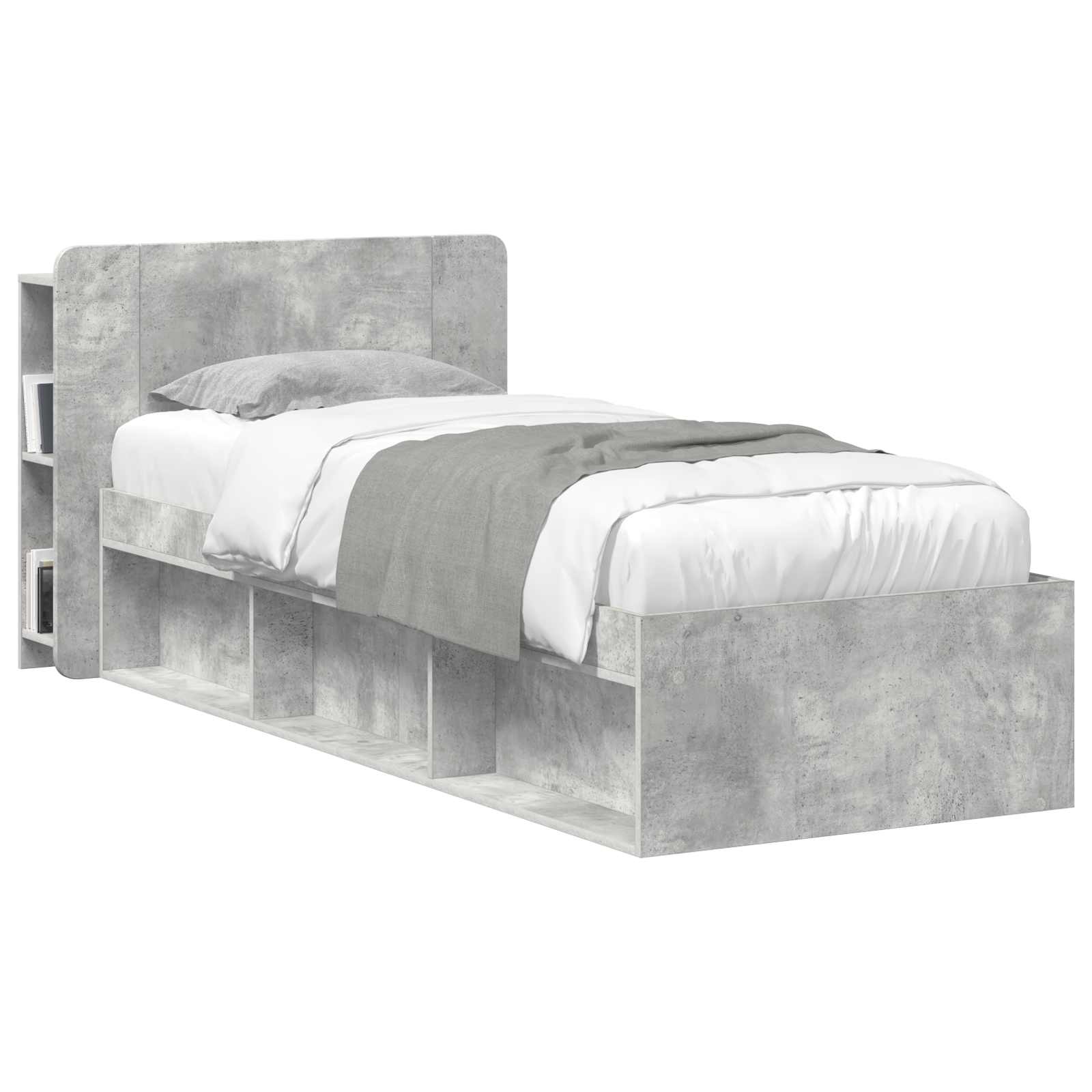 vidaXL Headboard Cabinet with Storage Concrete Grey Engineered Wood 3