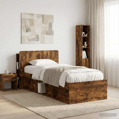 vidaXL Headboard Cabinet with Storage Smoked Oak Engineered Wood 1