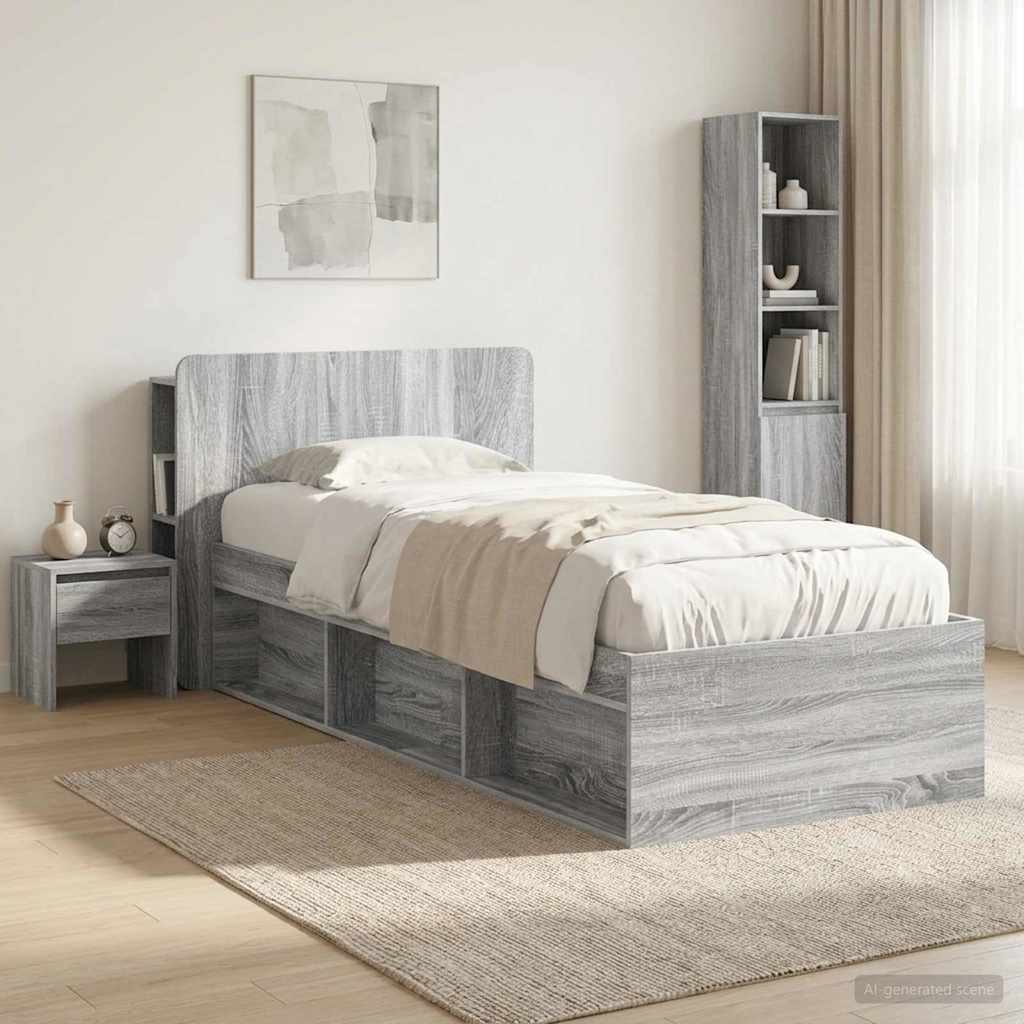 vidaXL Headboard Cabinet with Storage Grey Sonoma Engineered Wood 4