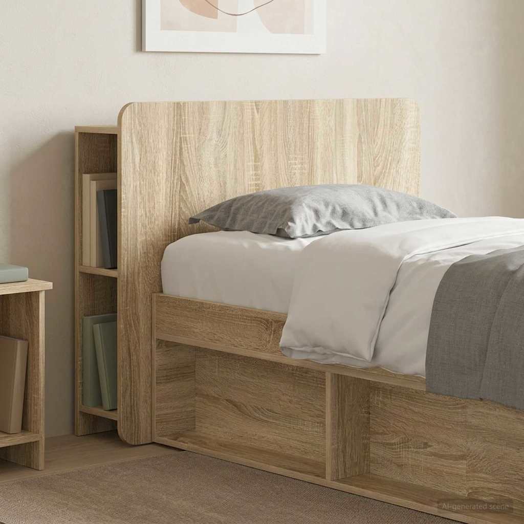 vidaXL Headboard Cabinet with Storage Sonoma Oak Engineered Wood 1